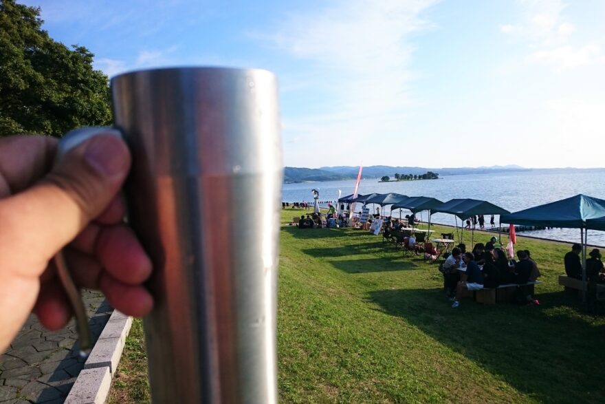 マイジョッキで楽しもう！ビールと宍道湖と夕日！