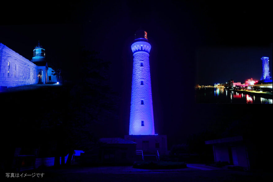 海よ永遠に青く！海ごみゼロウィーク 島根県内4施設オーシャンブルーにライトアップ